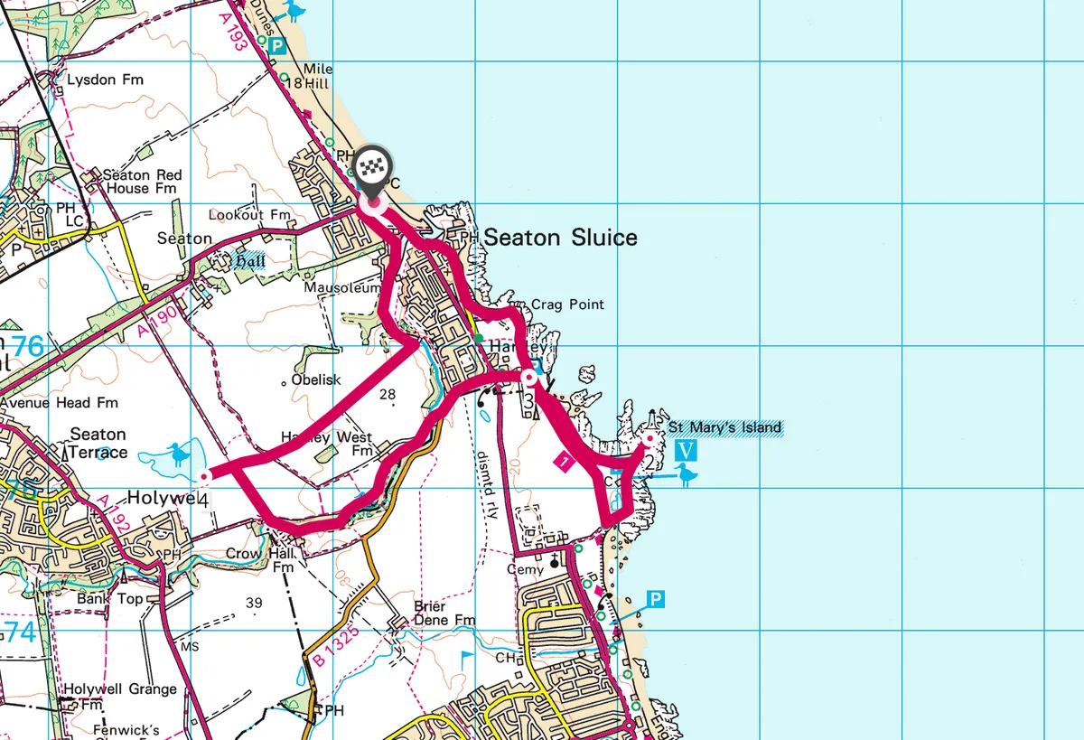St Mary's Island walking route and map