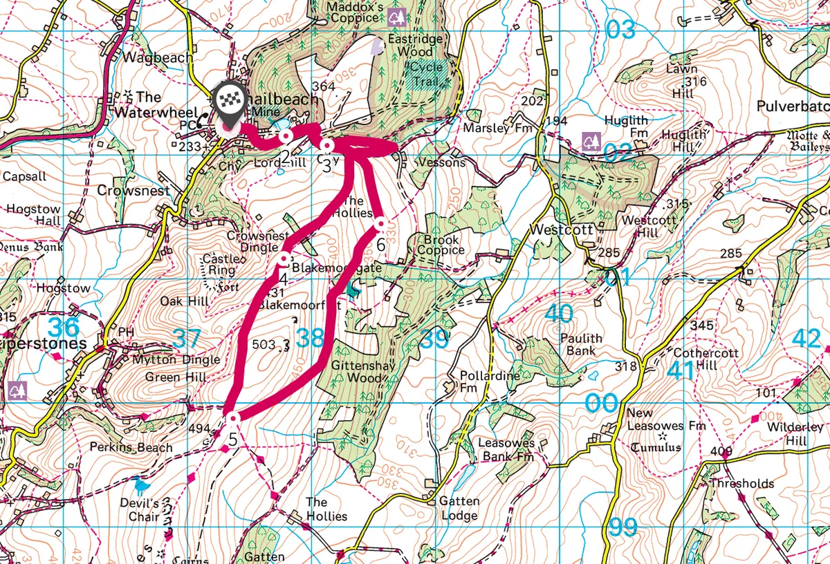 The Hollies walking route and map