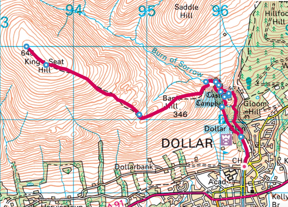 Dollar walking route and map