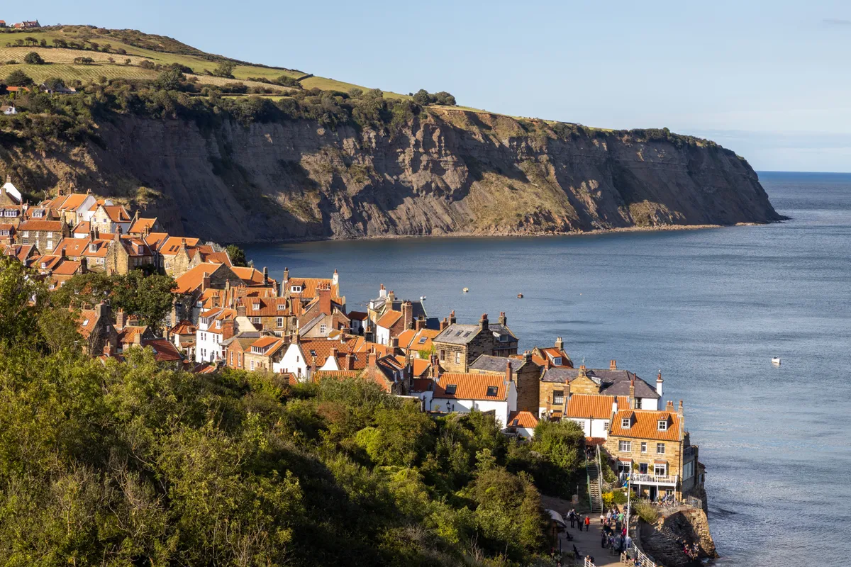 Robin Hoods Bay on the coast with red terracotta roofs