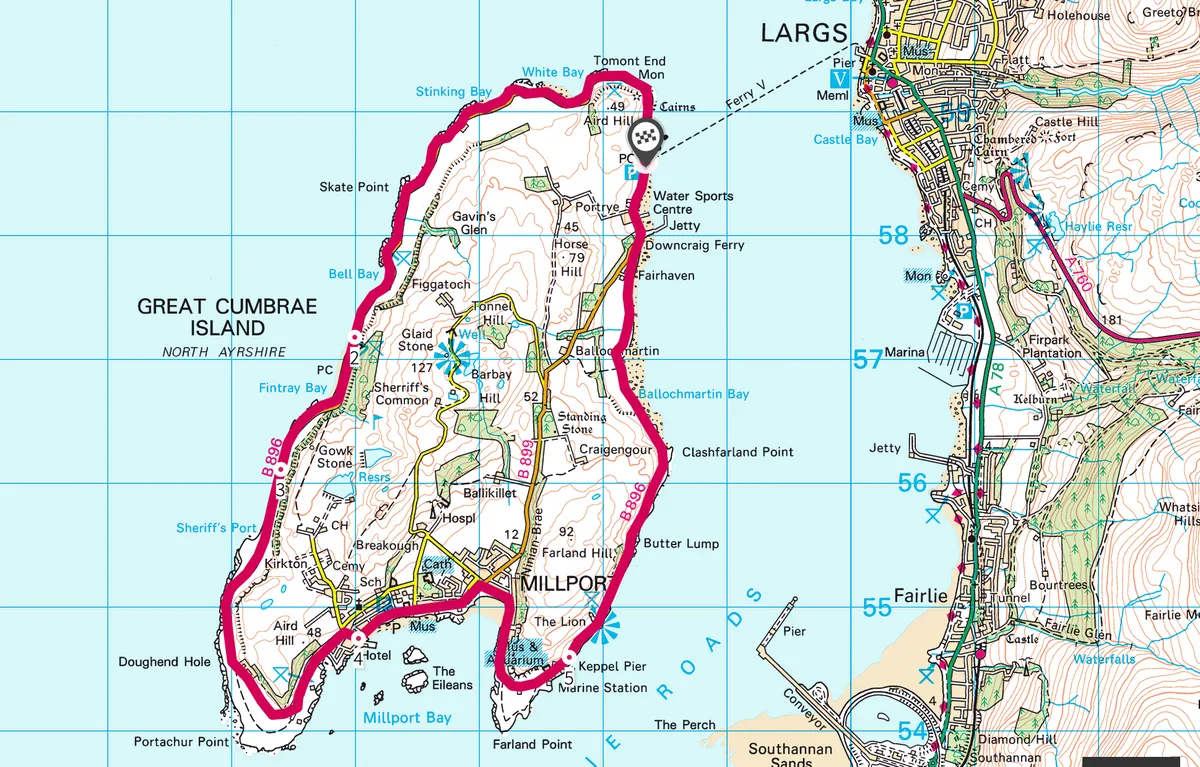 Great Cumbrae cycling map