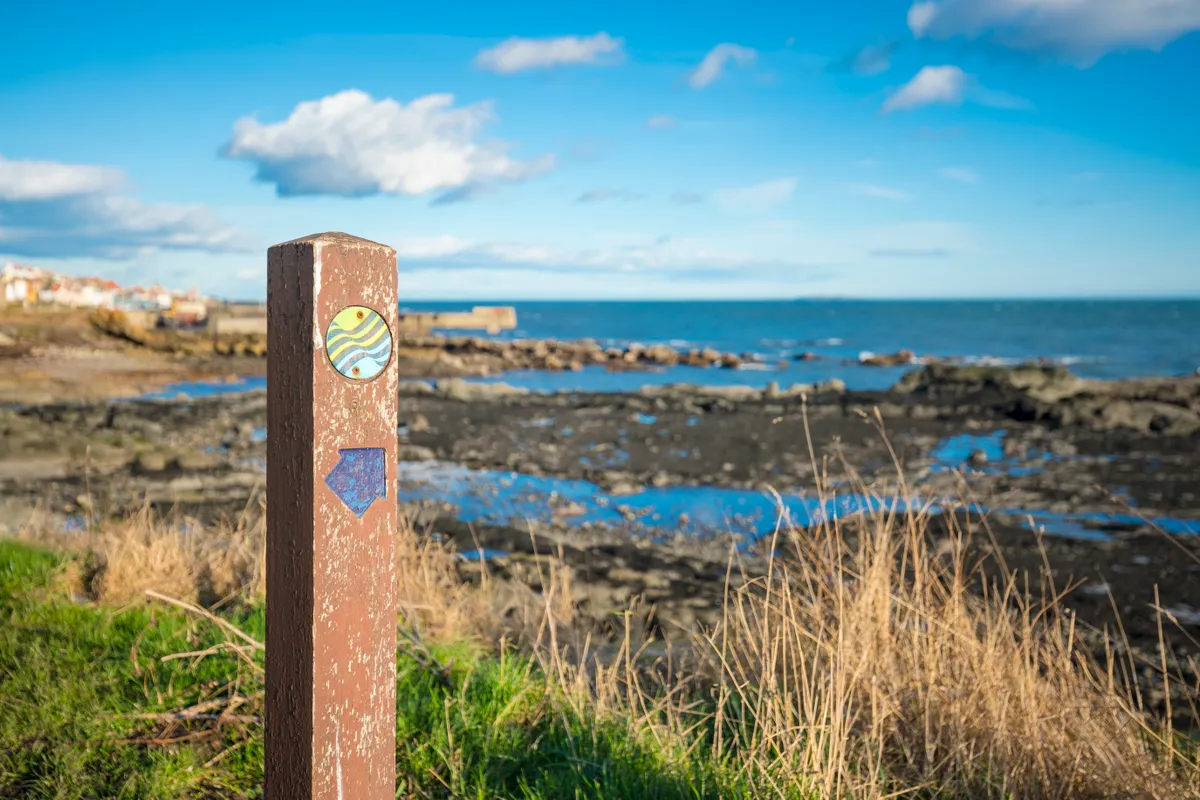 Fife Coastal Path waymarker by St Monans, VisitScotland