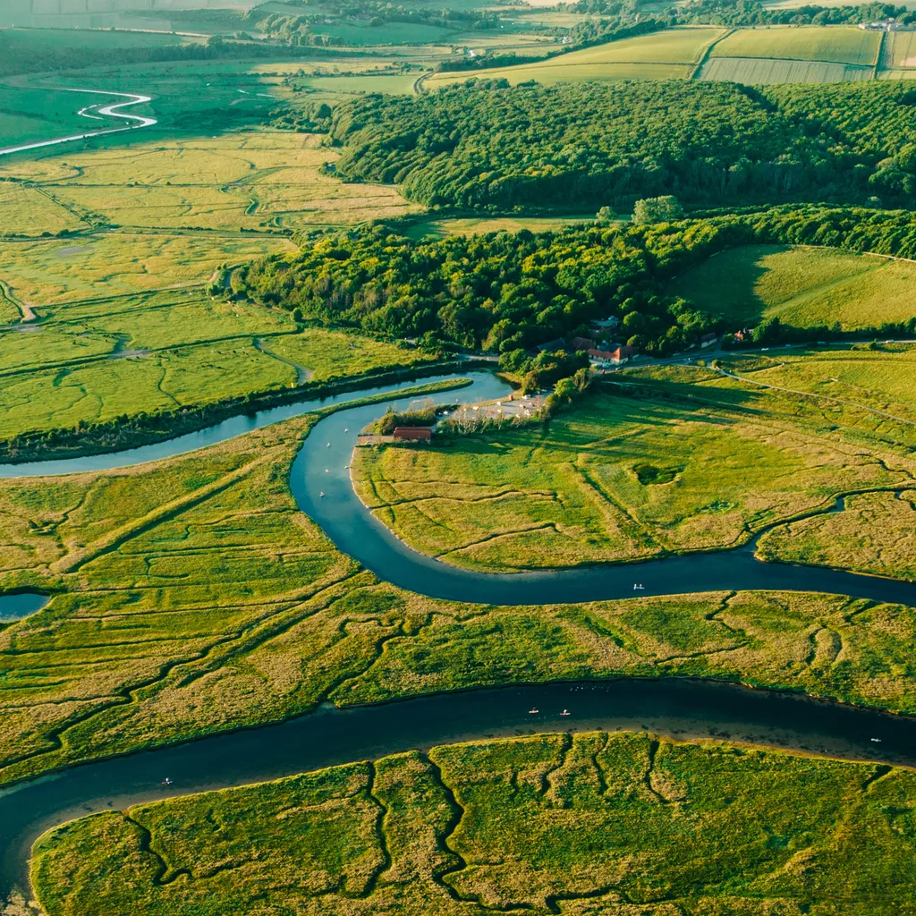 An aerial view of the Cuckmere River