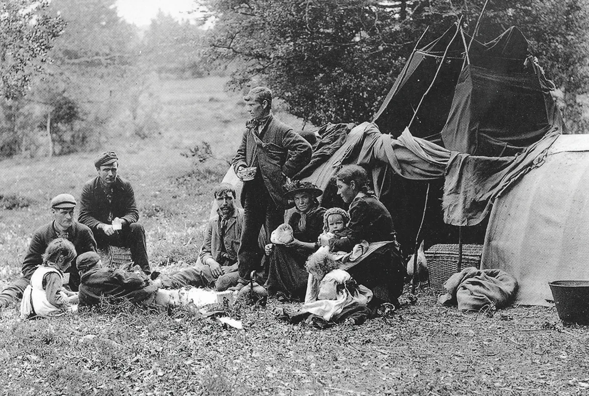 Old image of family camping