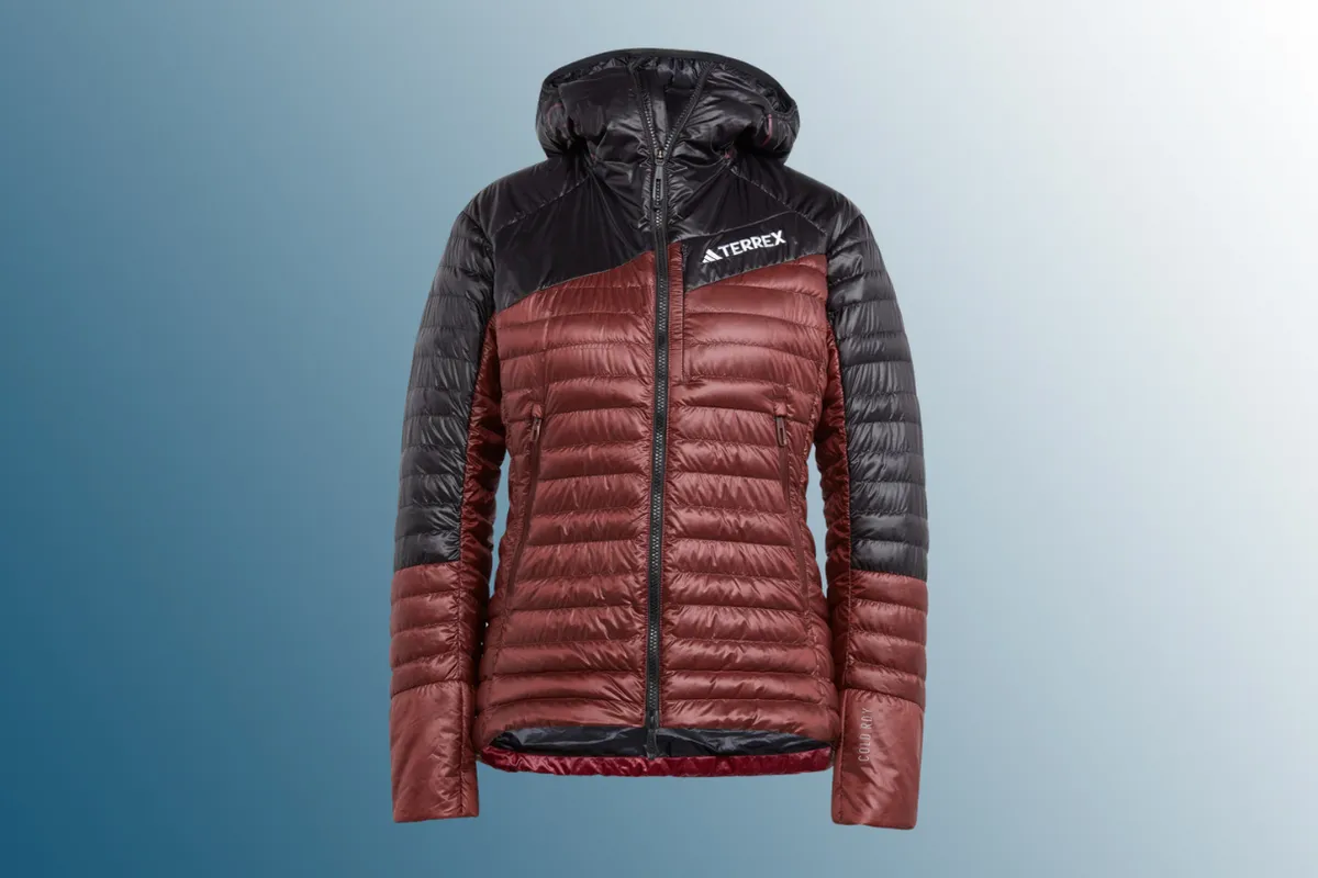 red and black down jacket