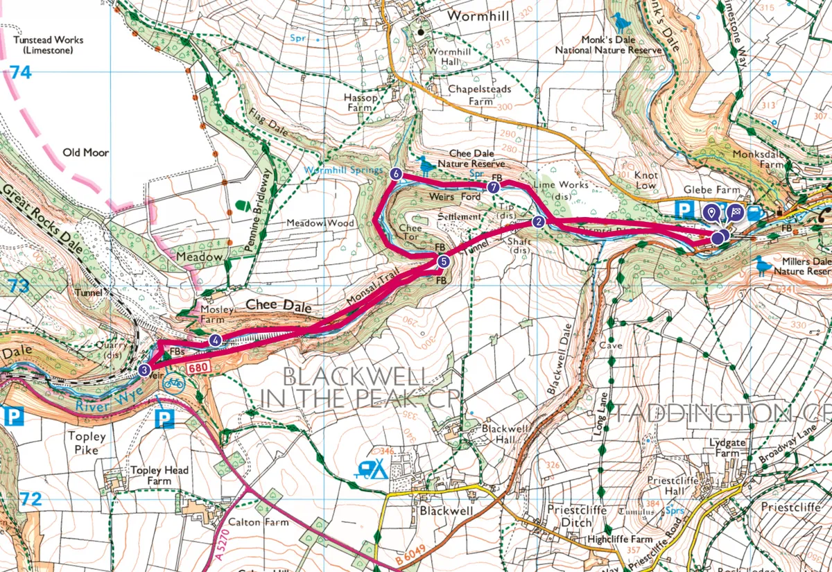 Chee Dale walking route and map