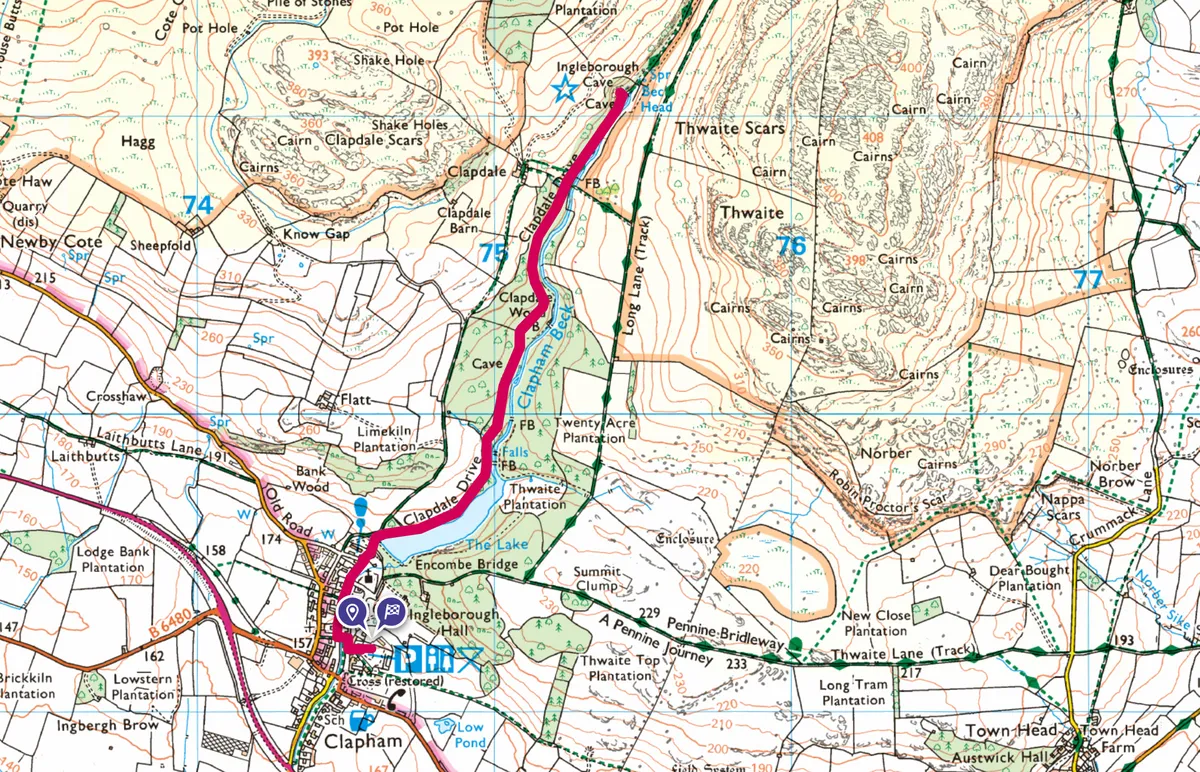 Ingleborough Nature Trail walking route and map