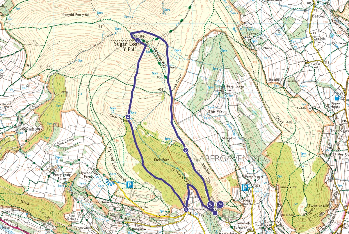 Sugar Loaf mountain walking route and map