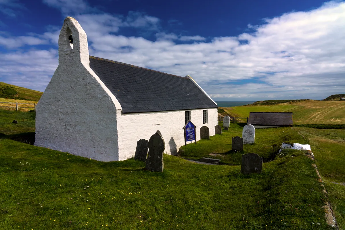 Church at Mwnt on the Ceredigion coast path, Wales