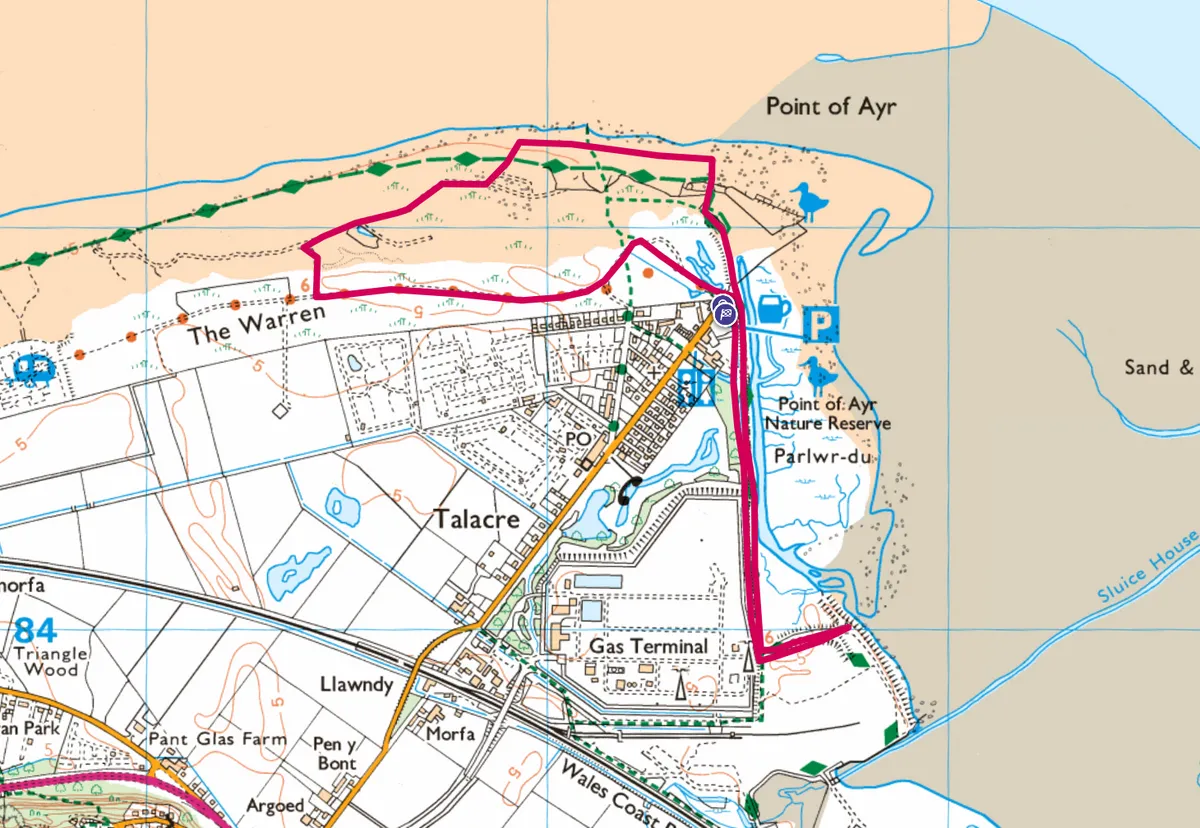 Point of Ayr walking route and map