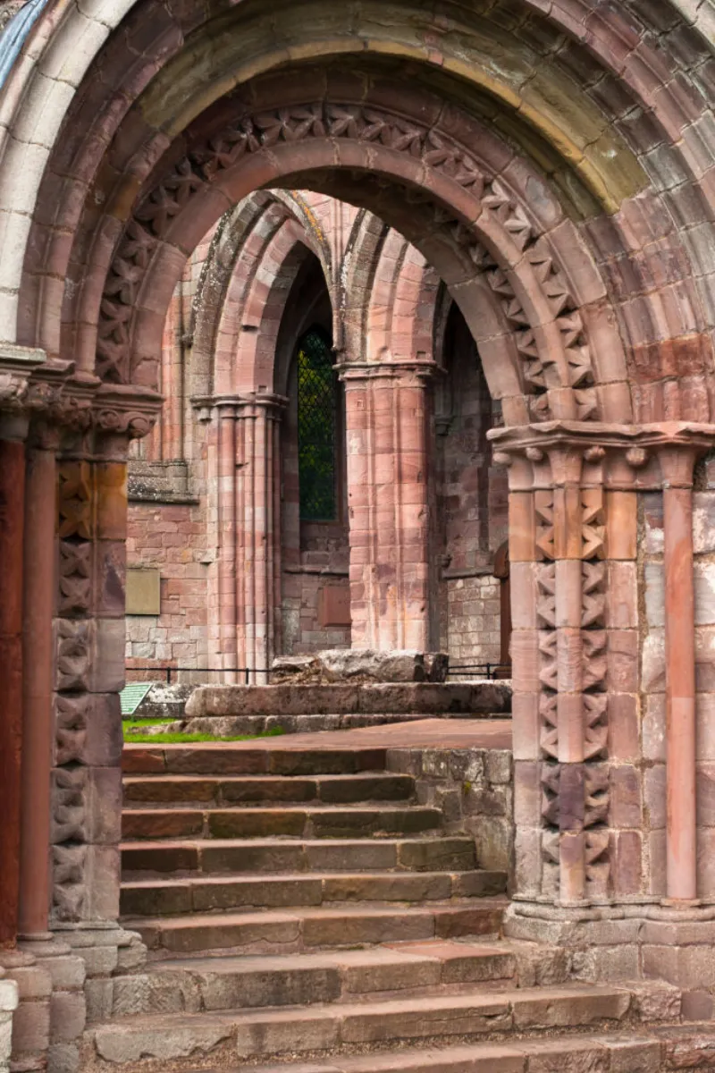 Sandstone archway in medieval style