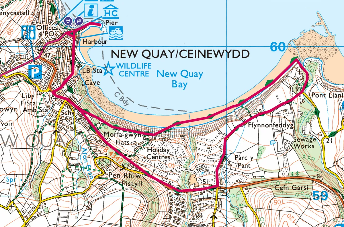 New Quay walking route and map