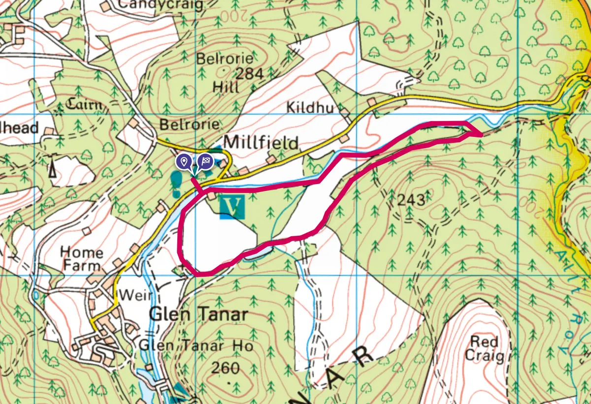 Glen Tanar walking route and map