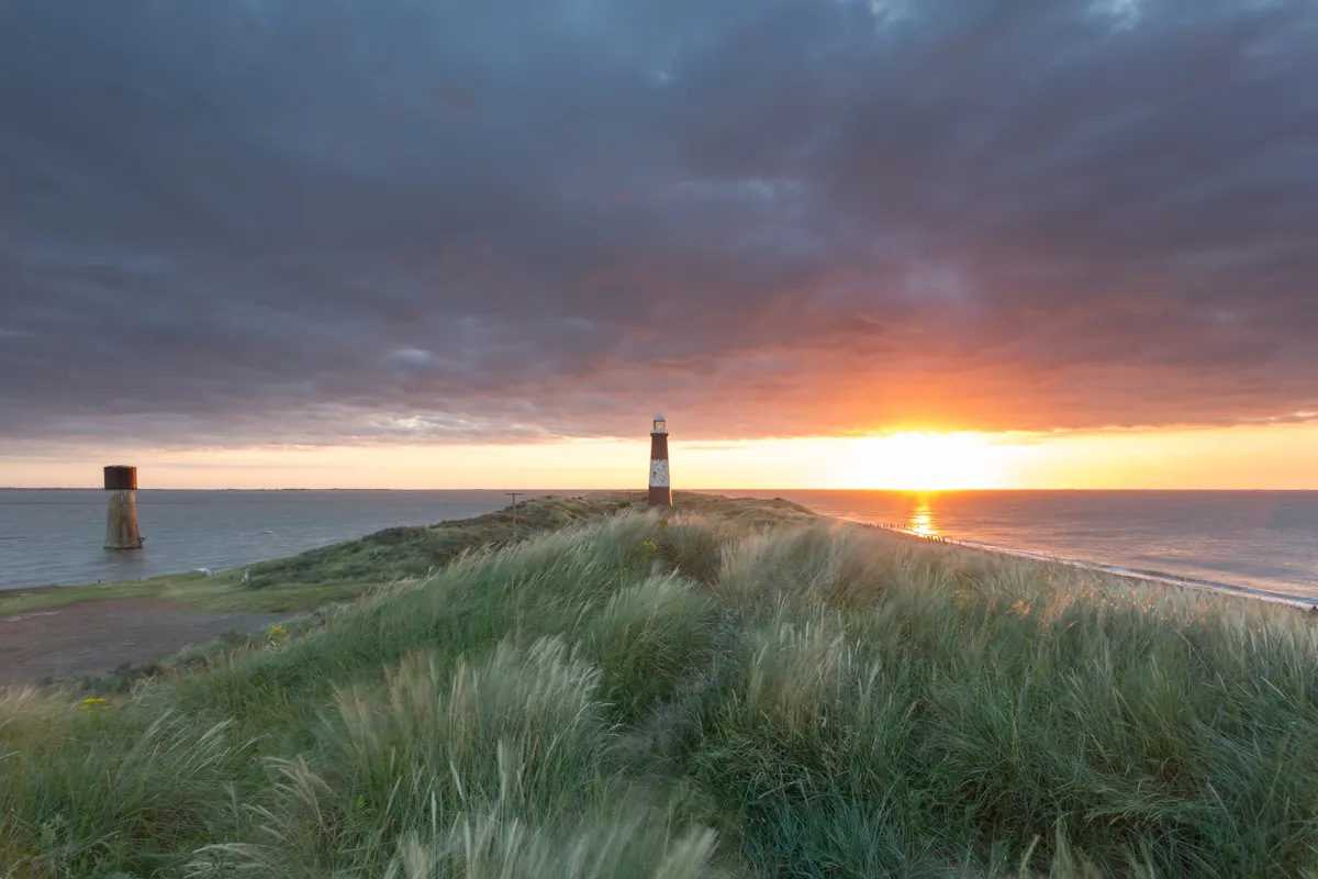 Disused lighthouses at dawn