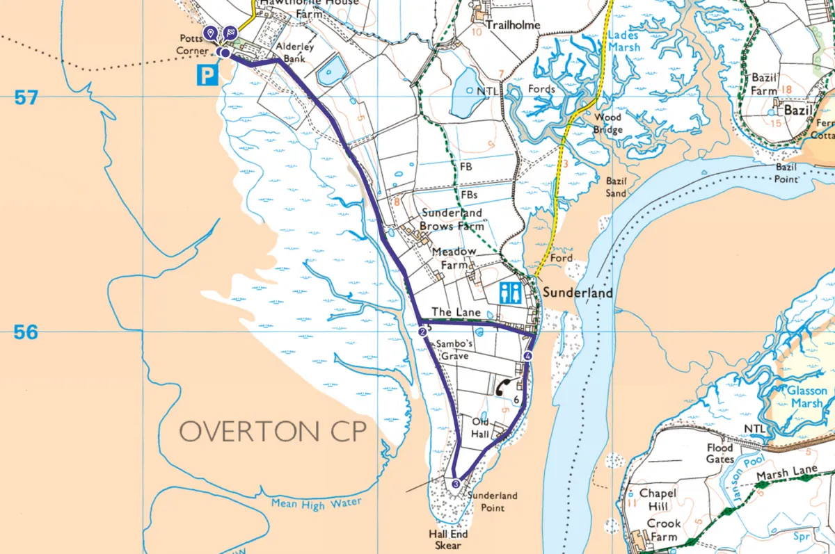 Sunderland Point walking route and map