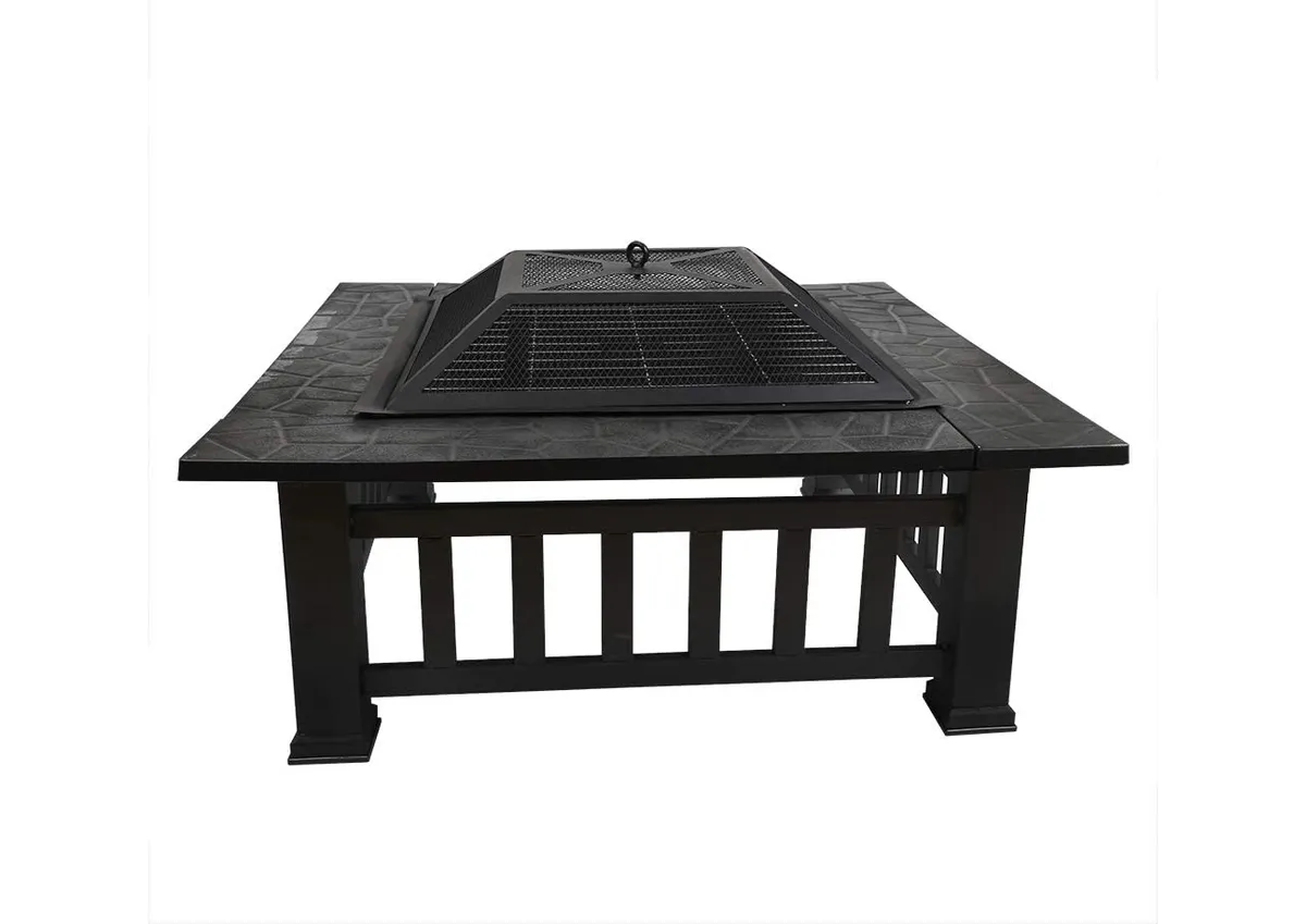DAWOO Fire Pit with BBQ Grill on white background