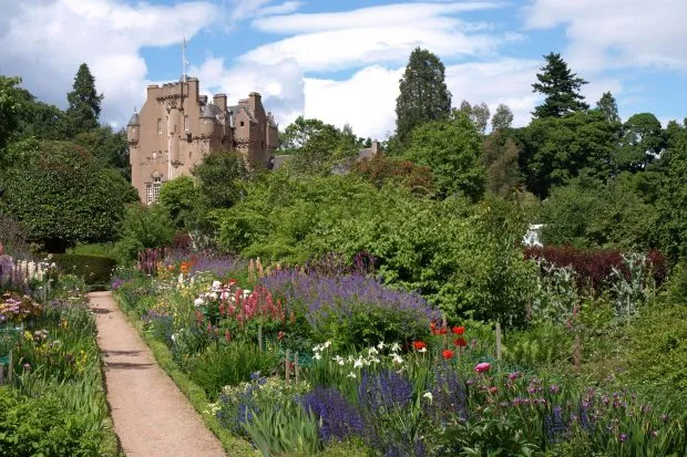 Crathes Castle and Gardens on a sunny summer day
