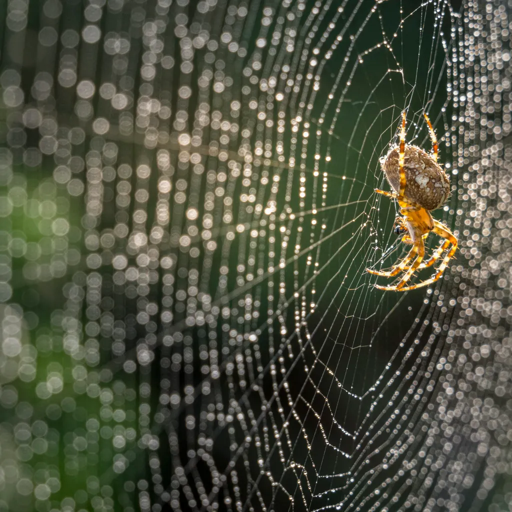 Close up of spider on web