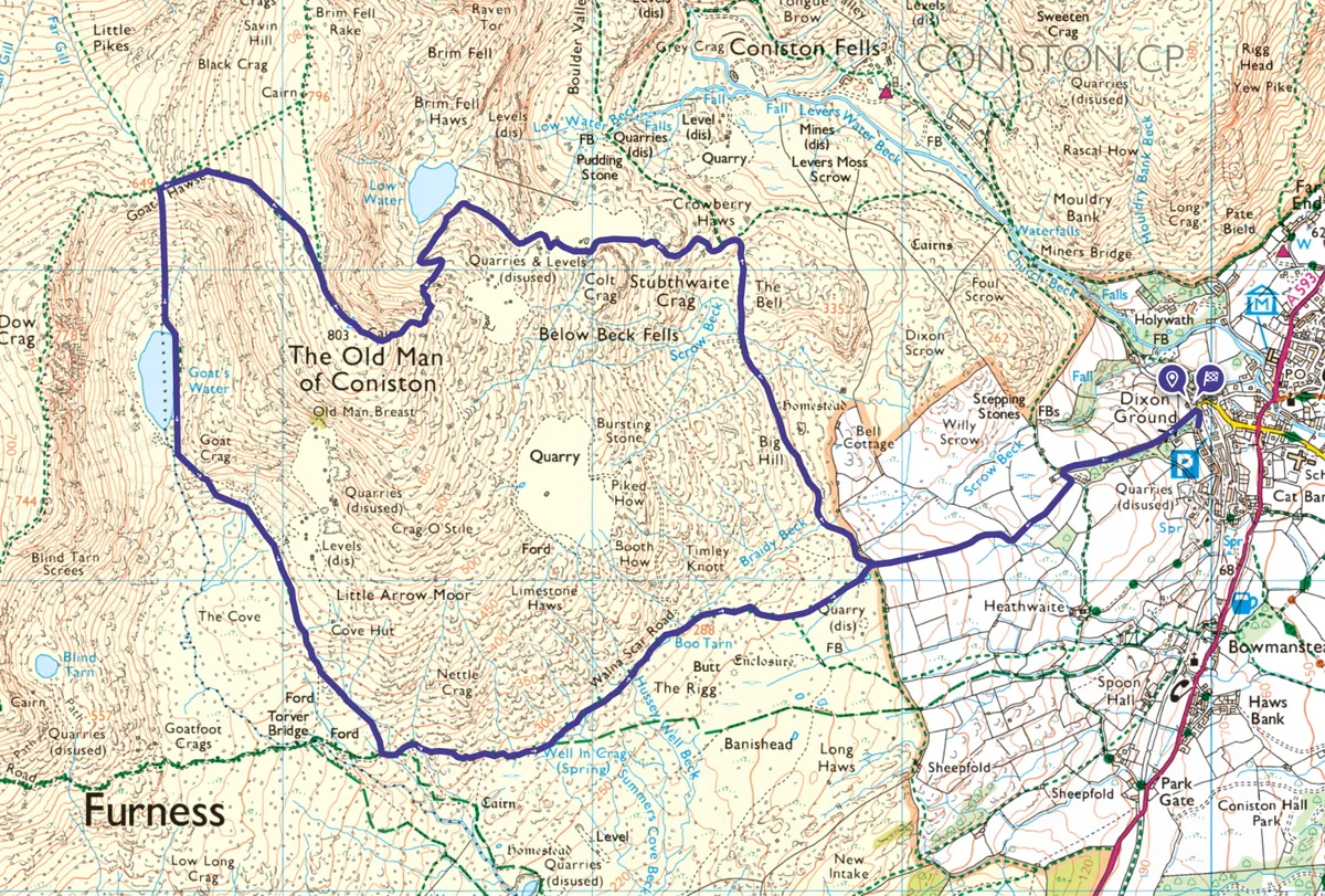 Old Man of Coniston map