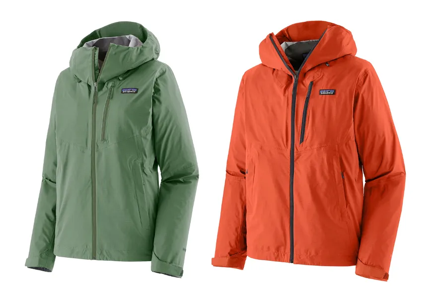 Green and red waterproof jackets
