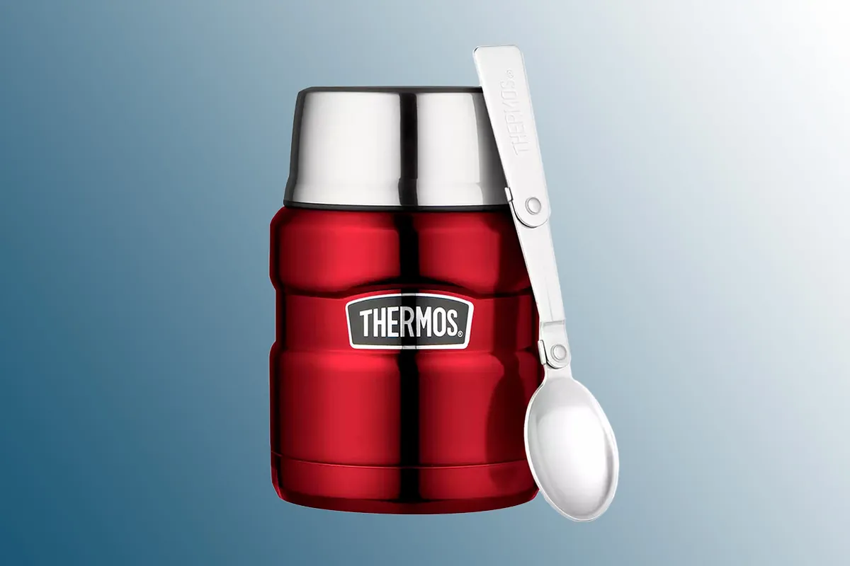 Thermos Stainless King Food Flask on a blue background