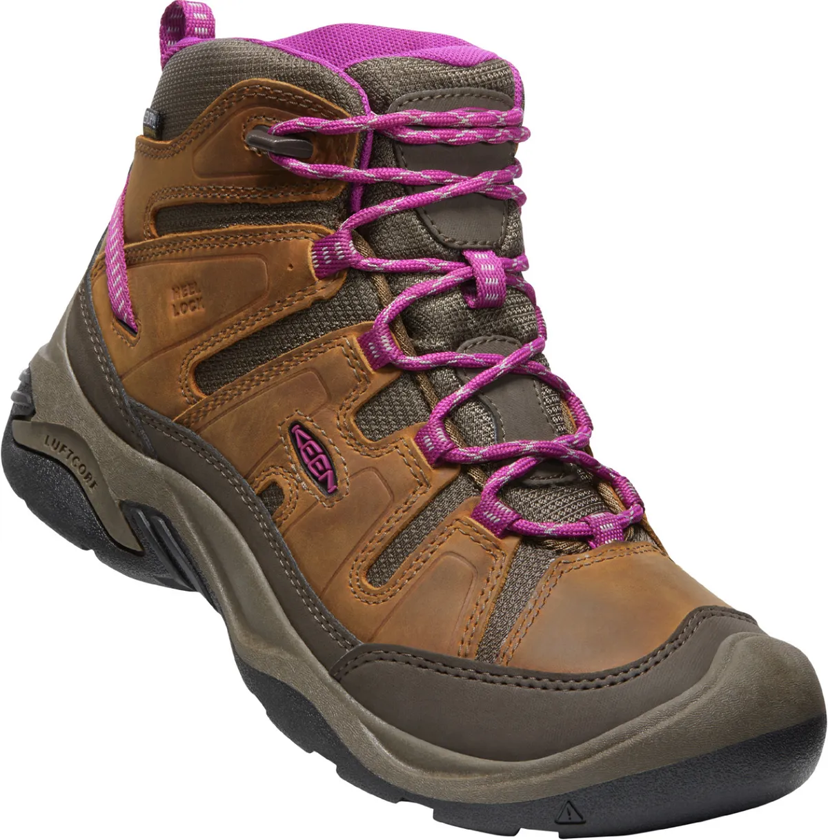 Women's brown leather walking boot