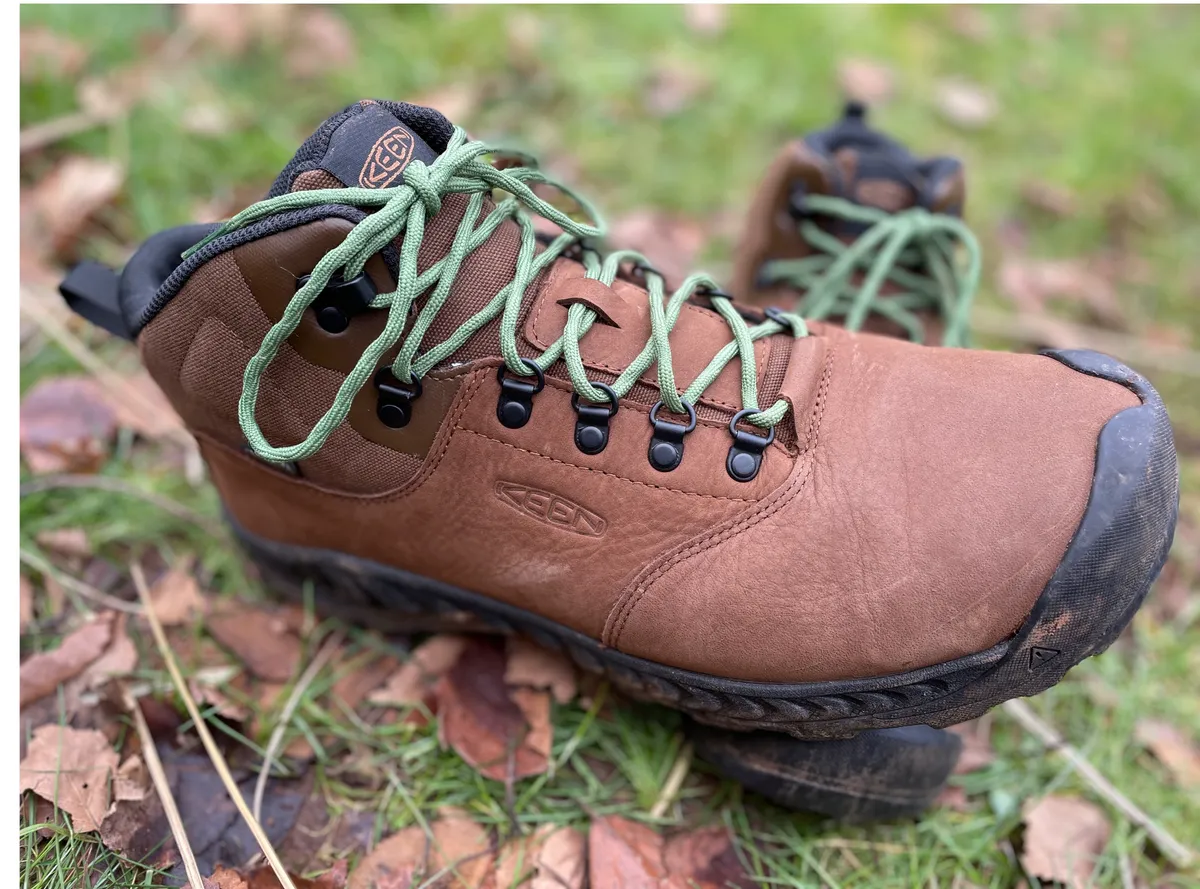 Brown leather walking boots