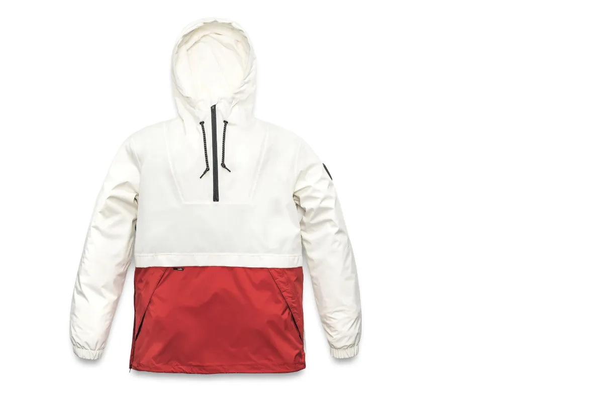 Huron anorak by Nobis in white with lower red panel