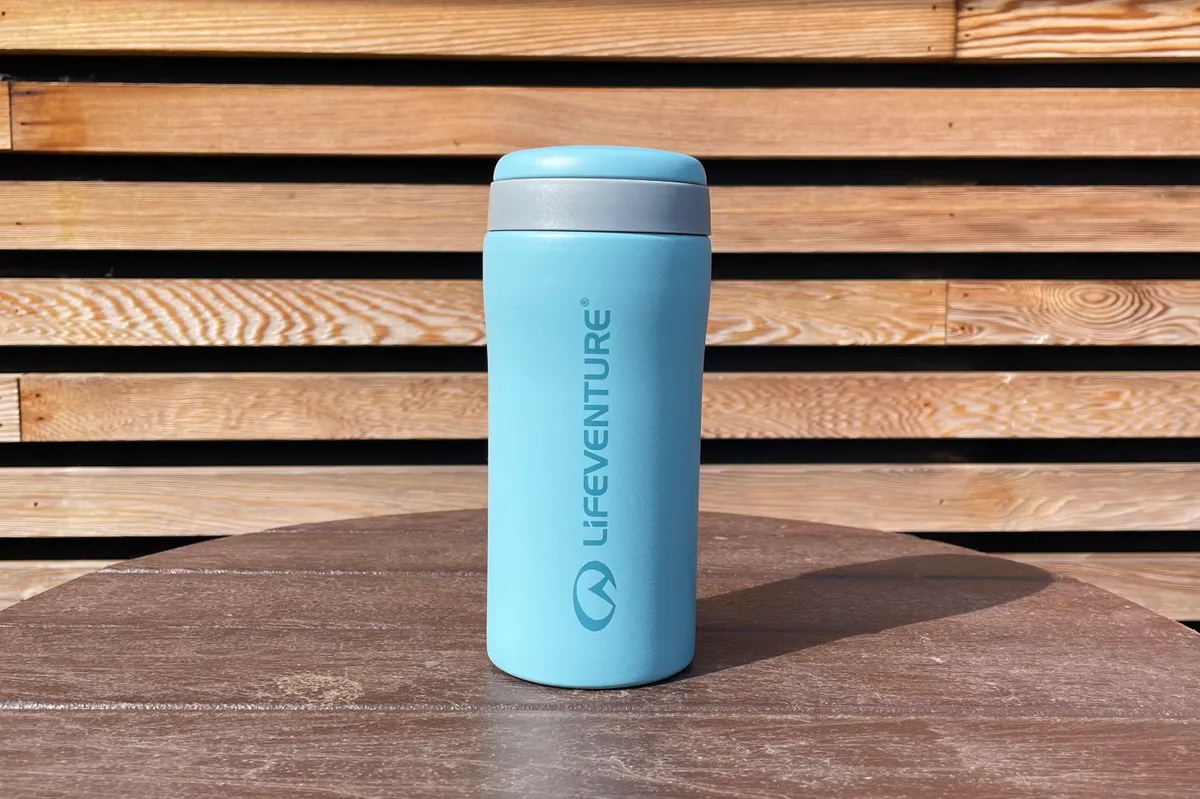 Lifeventure Thermal Mug on a wooden table