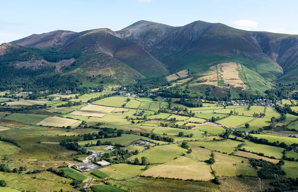 Aerial view of Skiddaw in Northern English Lake District