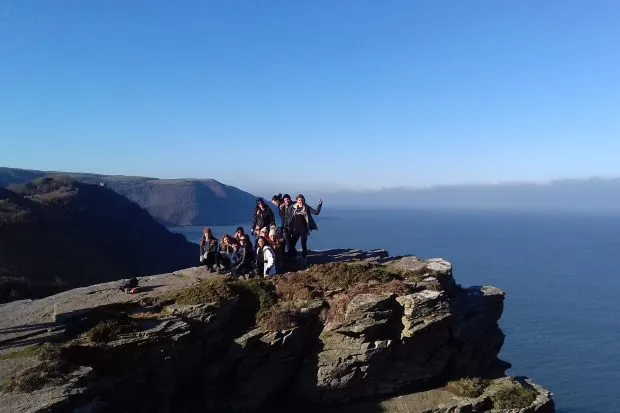 A group on Valley of the Rocks in Devon