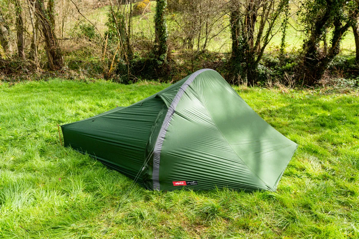 Dark green bikepacking tent for 2
