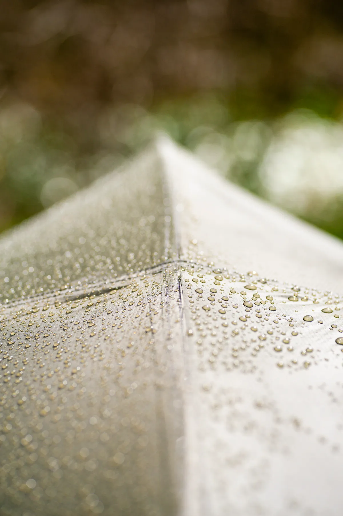 Water beading on a tent flysheet