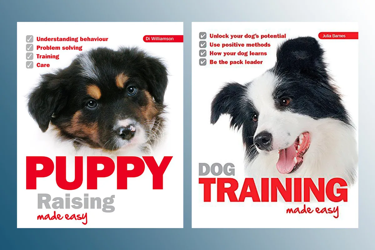 Puppy Raising Made Easy & Dog Training Made Easy on a blue background