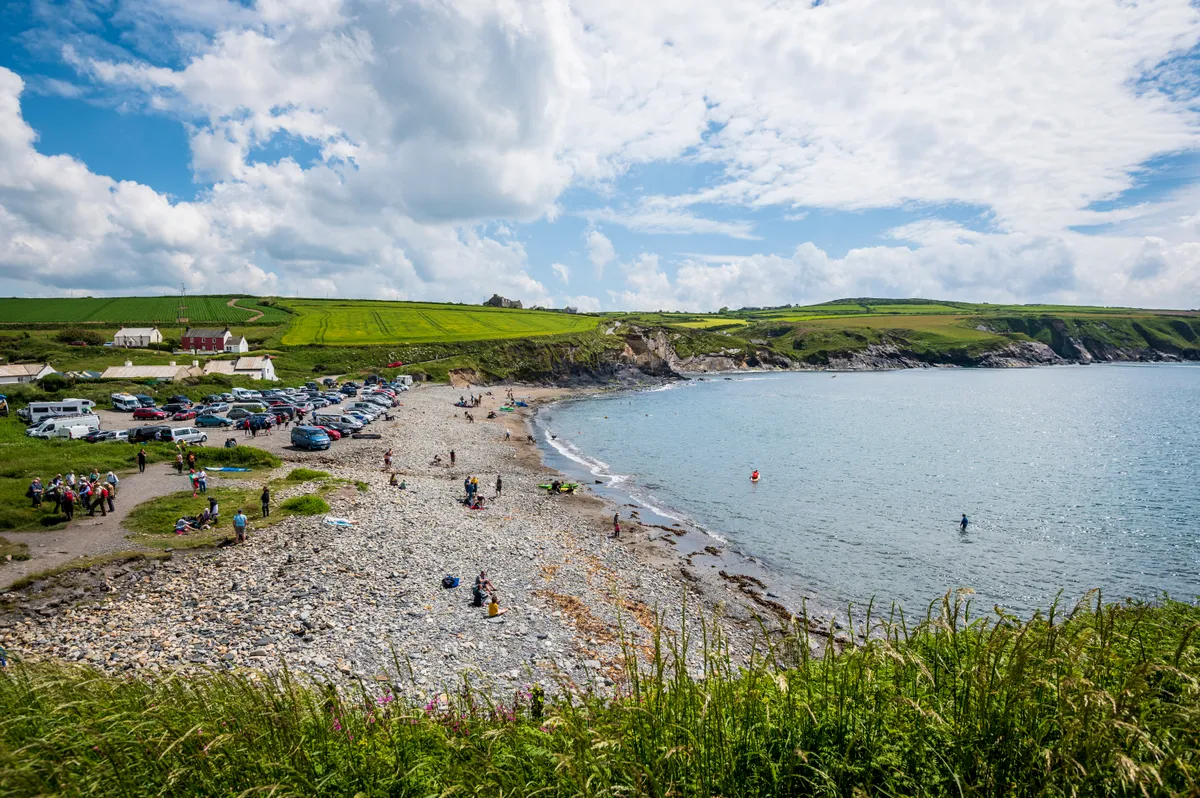 A sunny day at Abereiddy Beach in Pembrokeshire