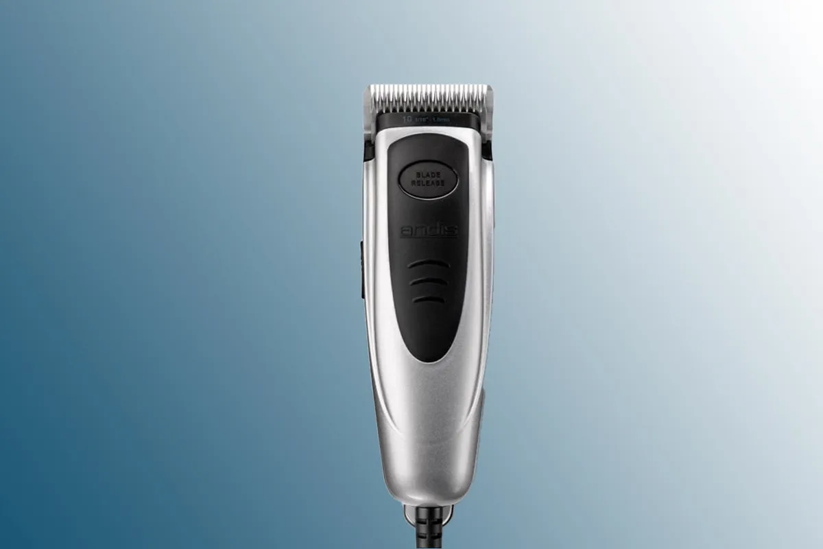 Andis RACD Pet Clipper on a blue background