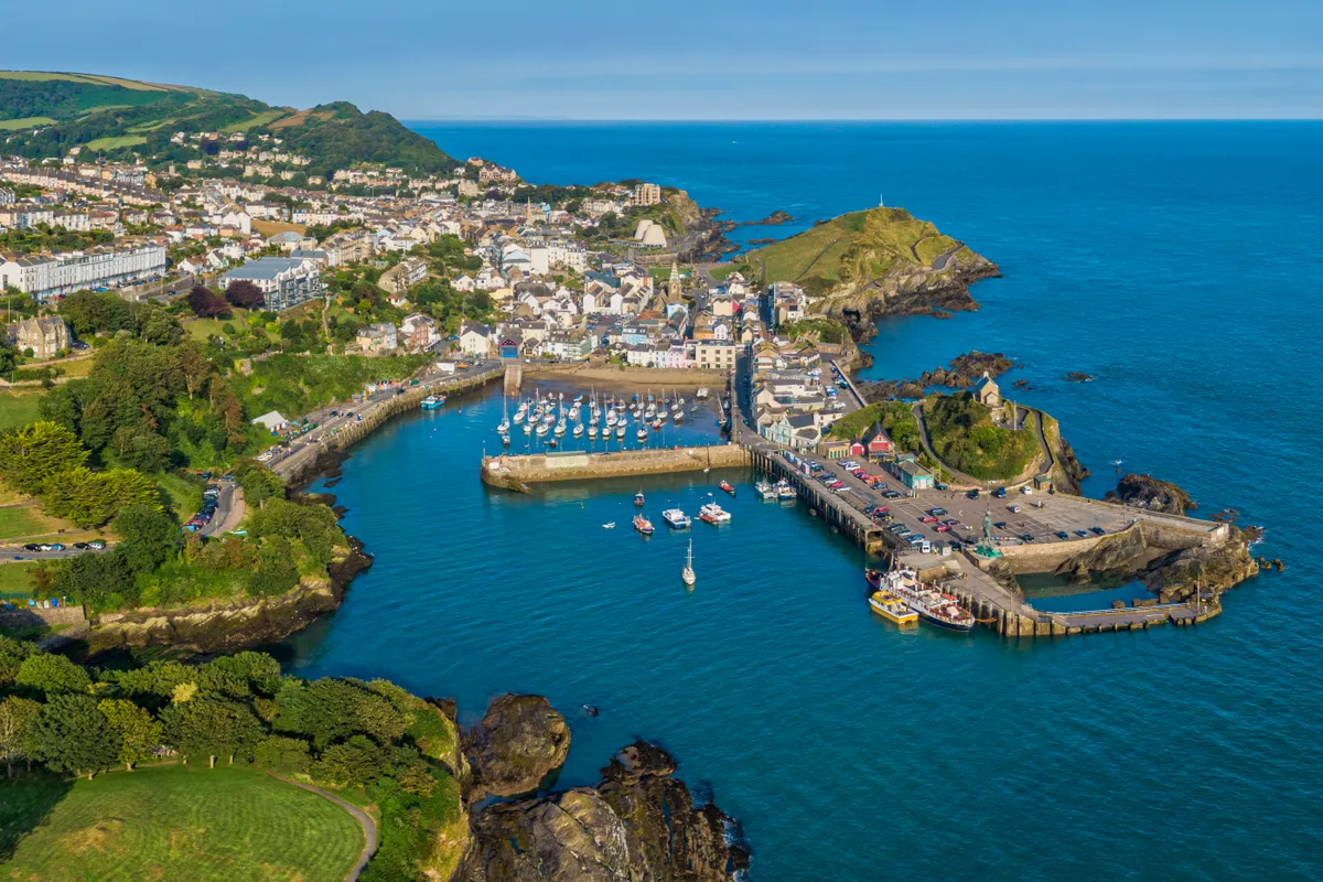 Aerial view over the town of Ilfracombe in North Devon