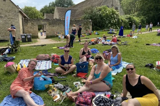 Group of women enjoying a picnic at Bradford on Avon