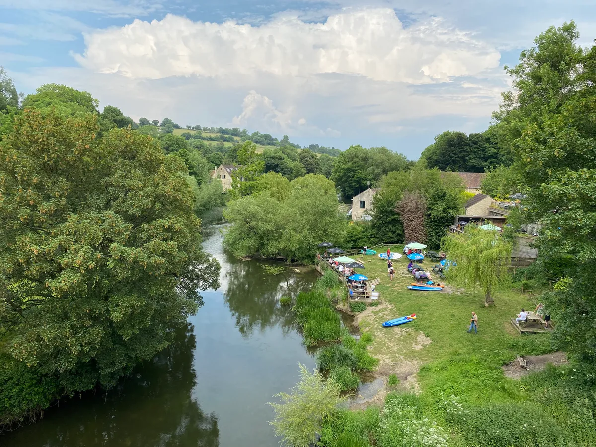The Cross Keys Inn and Avoncliff on the banks of the lush river