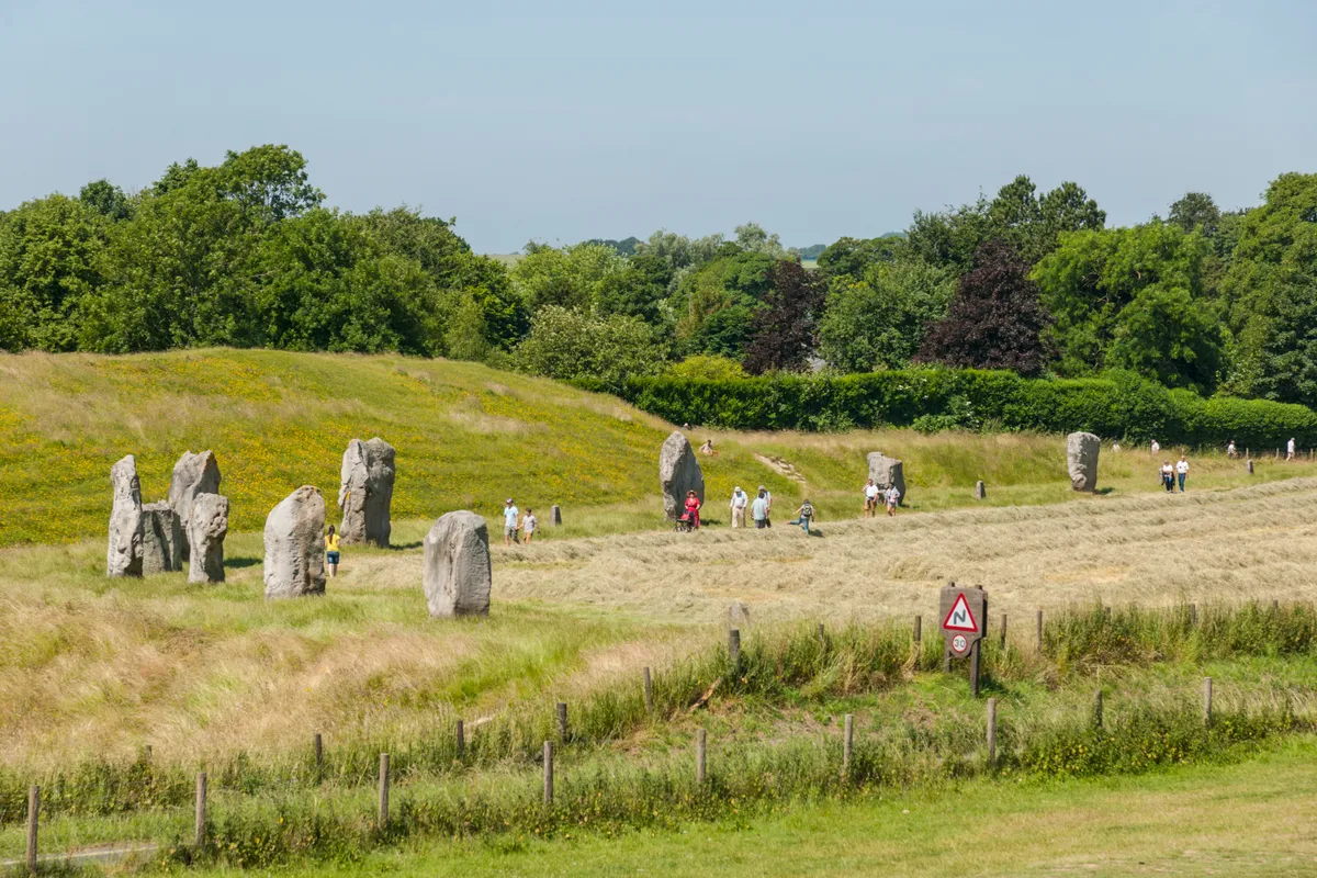 Megalithic ruins of Avebury in summer