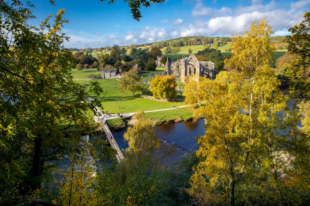 Autumn falls upon Bolton Abbey in the Yorkshire Dales