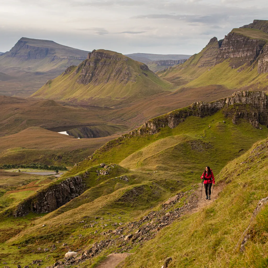 Walker on The Quiraing on the Isle of Skye in Scotland