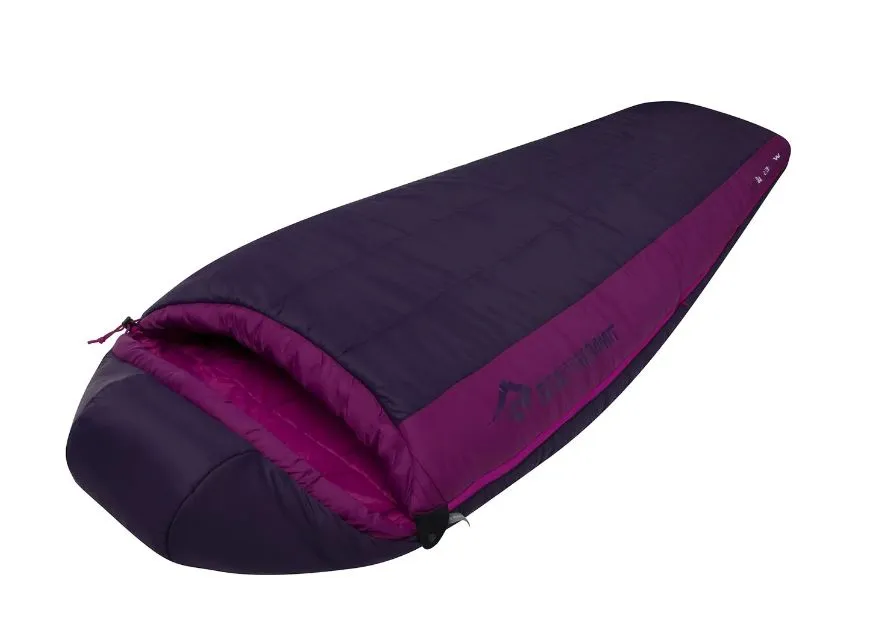 Purple sleeping bag on white background 