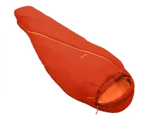 Red sleeping bag on white background 