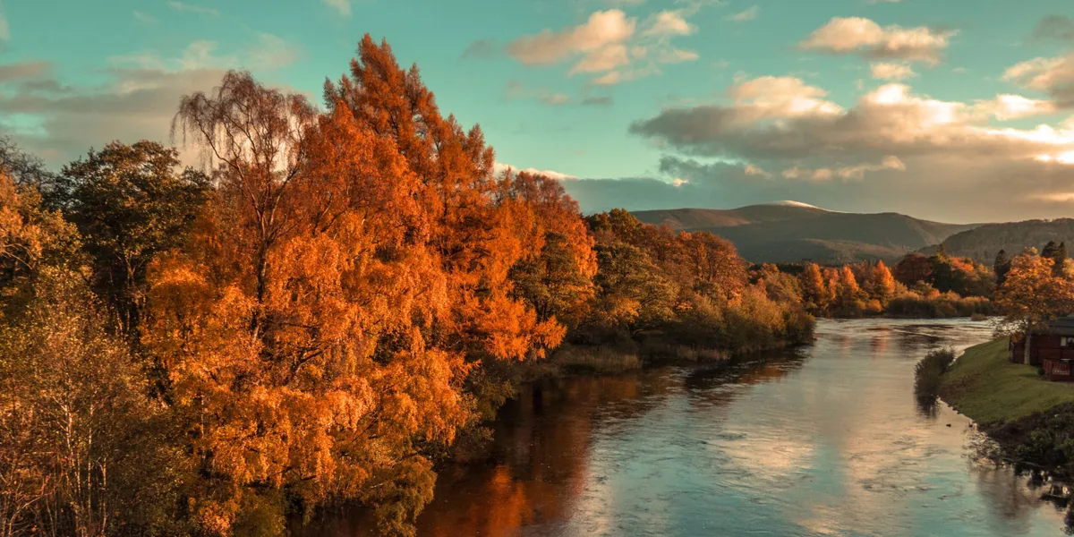 Autumn colours on the River Spey, in Aviemore