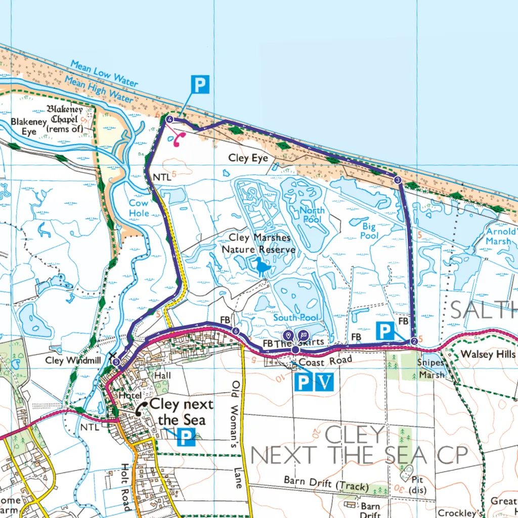 Cley Marshes walk map