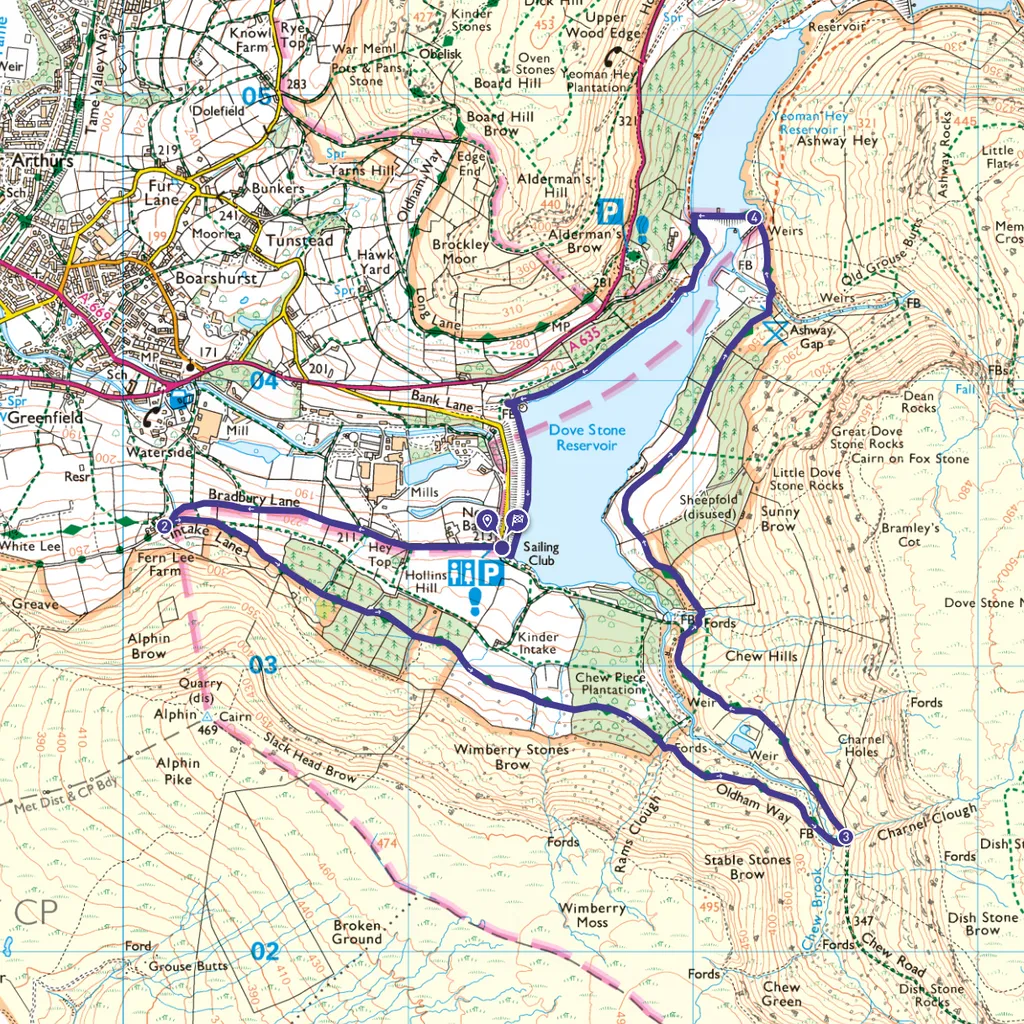 Dovestone Reservoir walk map