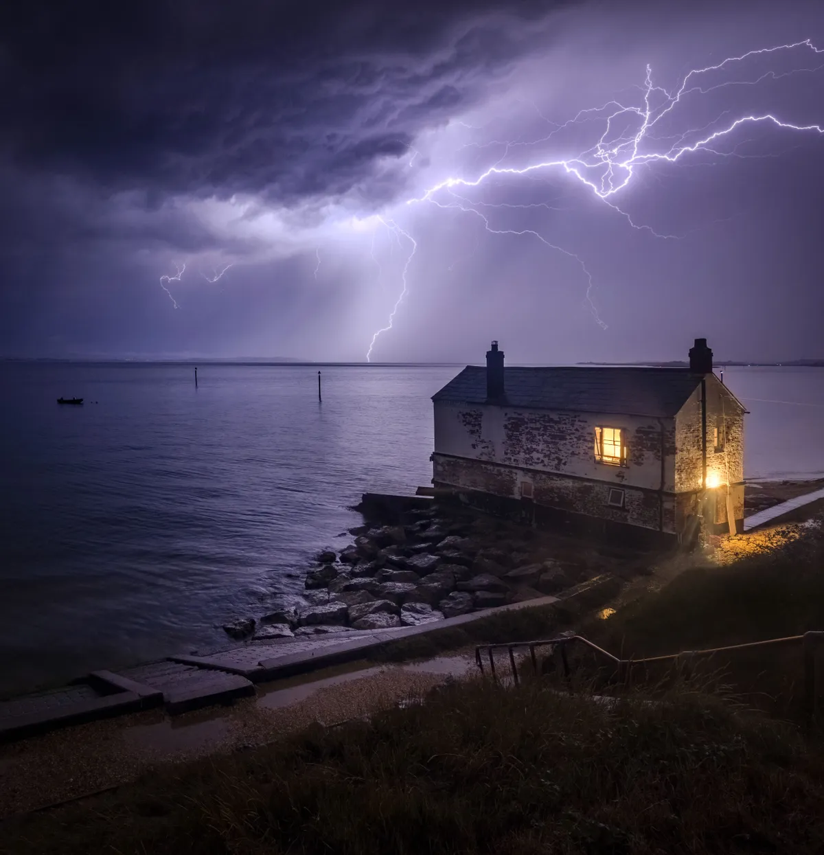 Lightning strikes the Solent