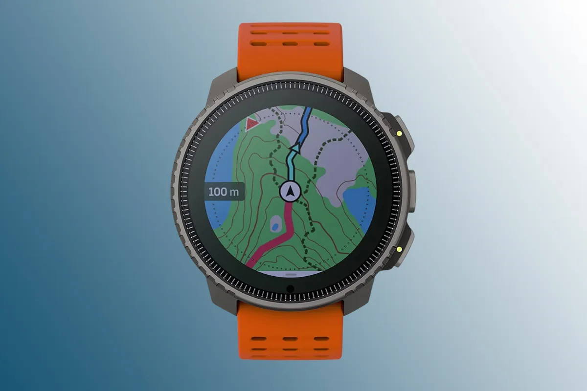 GPS watch on blue background 