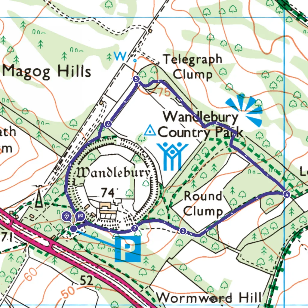 Wandlebury Country Park walk map
